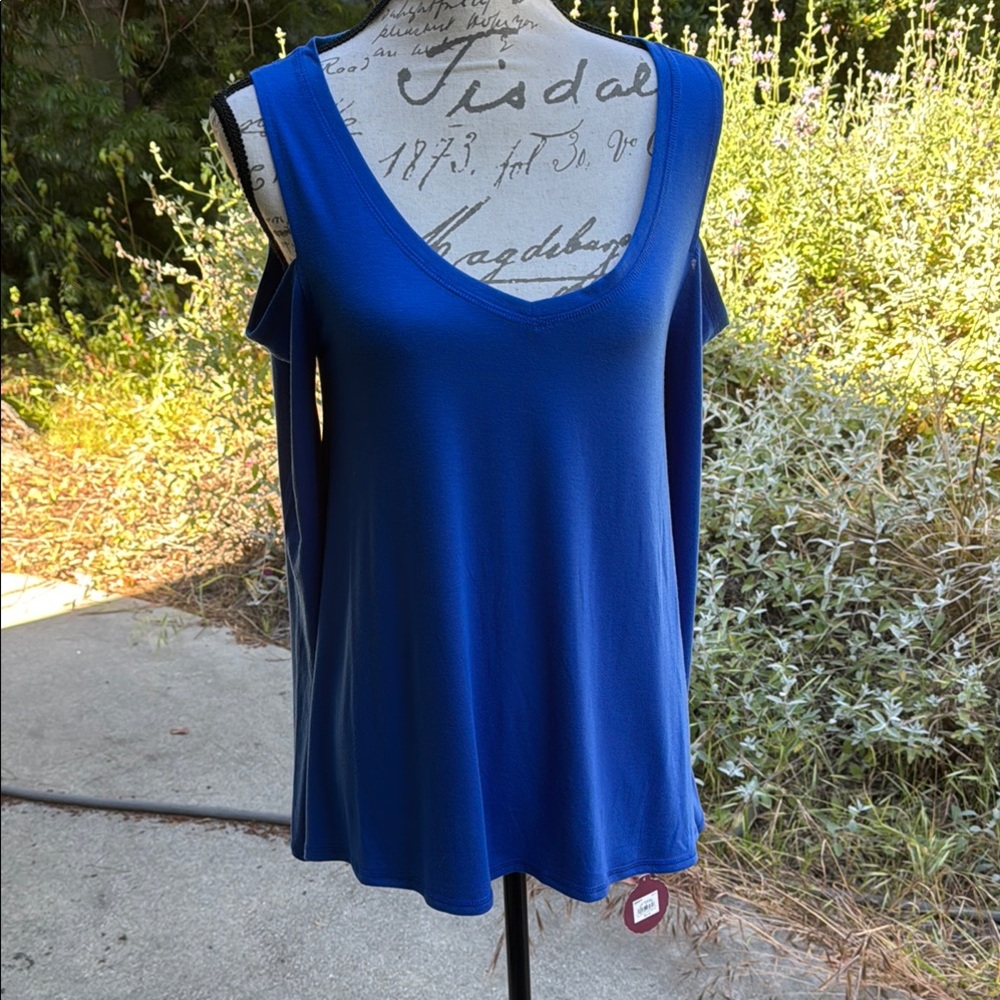 Blue Women's long sleeve cut out Top size M
